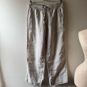 L.L. BEAN 100% linen pull-on drawstring pants Women’s 10 off-white
